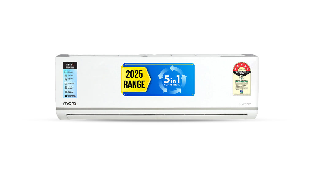 MarQ by Flipkart 2025 1.5 Ton 5 Star Split Inverter 5-in-1 Convertible with Turbo Cool Technology AC - White  (155IPG25WQ, Copper Condenser)
