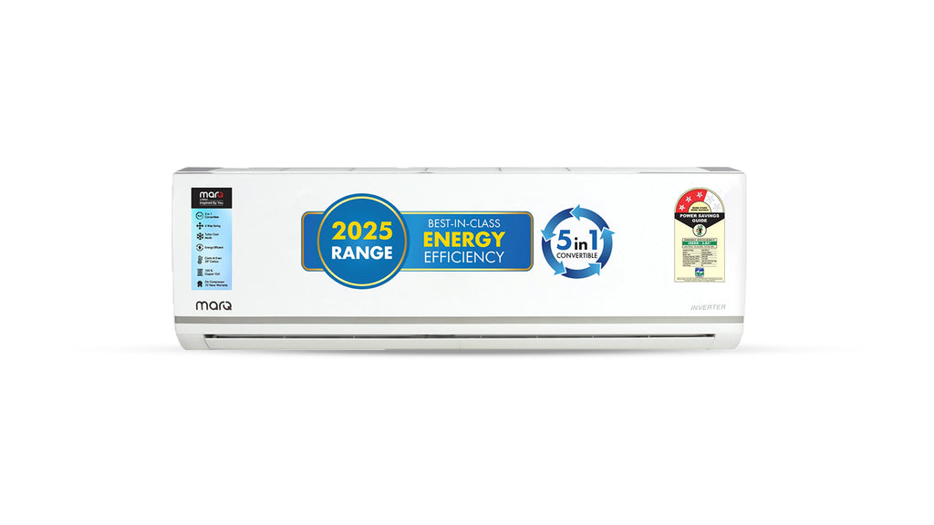 MarQ by Flipkart 2025 2 Ton 3 Star Split Inverter 5-in-1 Convertible with Turbo Cool Technology AC - White  (203IPG25WQ, Copper Condenser)