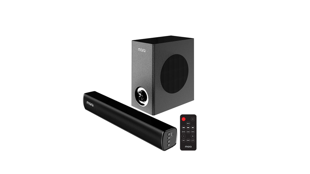 MarQ by Flipkart Thunder 60, 60 Watts, 2.1 Channel, Immersive cinematic experience, EQ Modes 60 W Bluetooth Soundbar  (Black, 2.1 Channel)