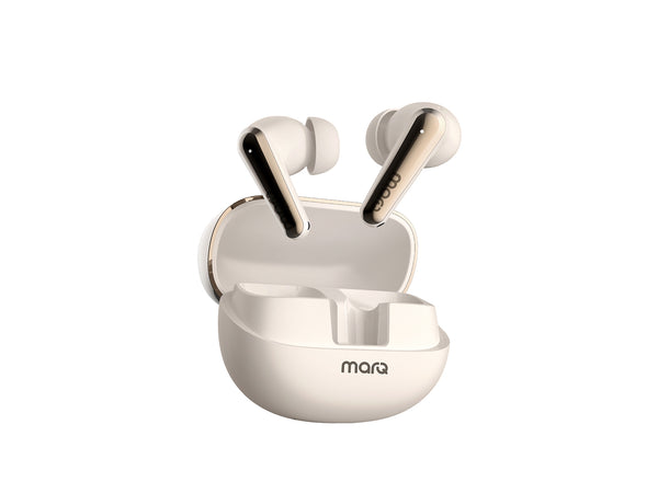 MarQ by Flipkart Rhythm Q1050 42 Hours Playtime Type C Fast Charging Bluetooth Quad Mic ANC Bluetooth  (Beige, True Wireless)