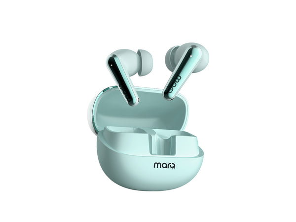 MarQ by Flipkart Rhythm Q1050 42 Hours Playtime Type C Fast Charging Bluetooth Quad Mic ANC Bluetooth  (Cyan, True Wireless)