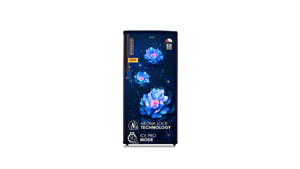 MarQ by Flipkart 183 L Direct Cool Single Door 2 Star Refrigerator with Aroma Lock Technology & Toughened Glass Shelves  (BIOOM BLUE, 180BD2MQ24-BB)