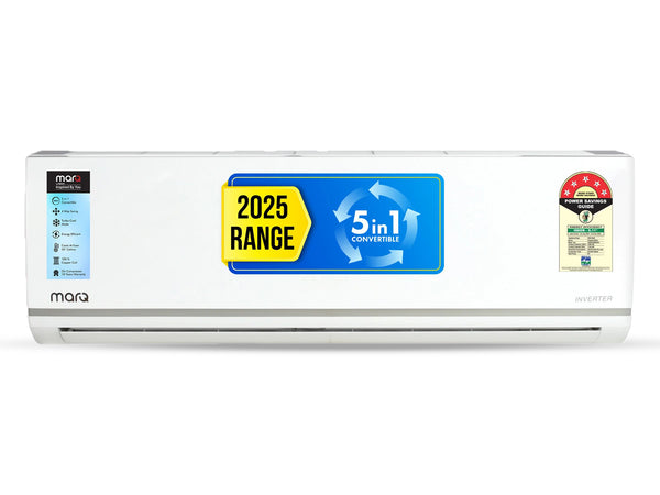 MarQ by Flipkart 2025 1 Ton 5 Star Split Inverter 5-in-1 Convertible with Turbo Cool Technology AC - White  (105IPG25WQ, Copper Condenser)