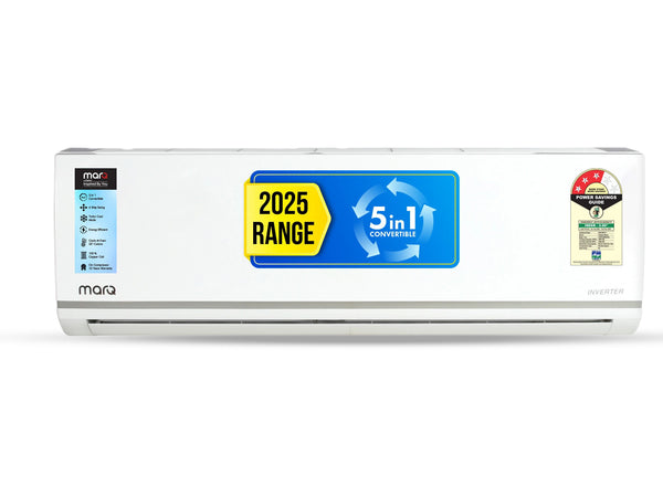 MarQ by Flipkart 2025 1 Ton 3 Star Split Inverter 5-in-1 Convertible with Turbo Cool Technology AC - White  (103IPG25WQV2, Copper Condenser)