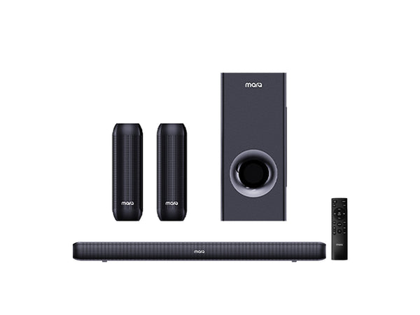MarQ by Flipkart Thunder 350, 350 Watts, 5.1 Channel, Immersive cinematic experience, EQ Modes 350 W Bluetooth Soundbar  (Black, 5.1 Channel)
