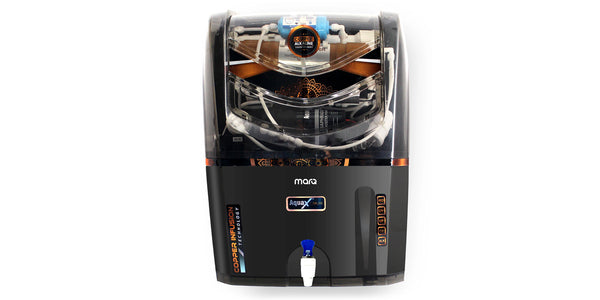 MarQ by Flipkart with Pre filter and BIS Certified 15 L RO + UV + UF + TDS Control + UV in Tank + Copper Water Purifier  (Black)