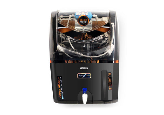 MarQ by Flipkart with Pre filter and BIS Certified 15 L RO + UV + UF + TDS Control + UV in Tank + Copper Water Purifier  (Black)